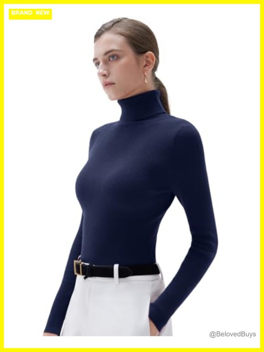 Cashmere Blend Turtleneck Mock Neck Pullover Sweater Long Sleeve Fitted Thermal